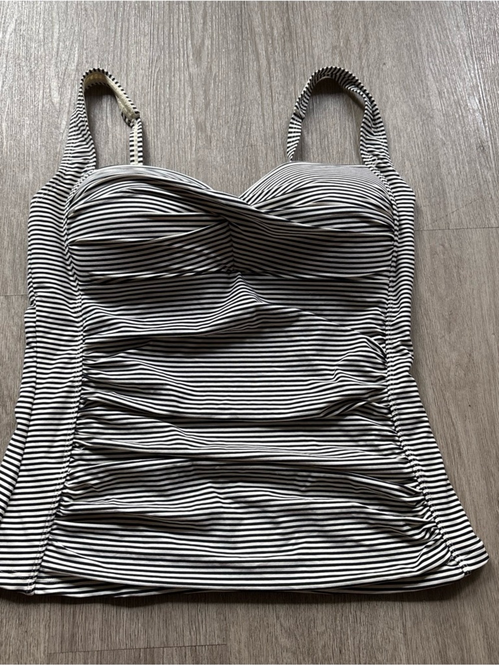 Striped Black & White Swim Camisole with Built-In Support